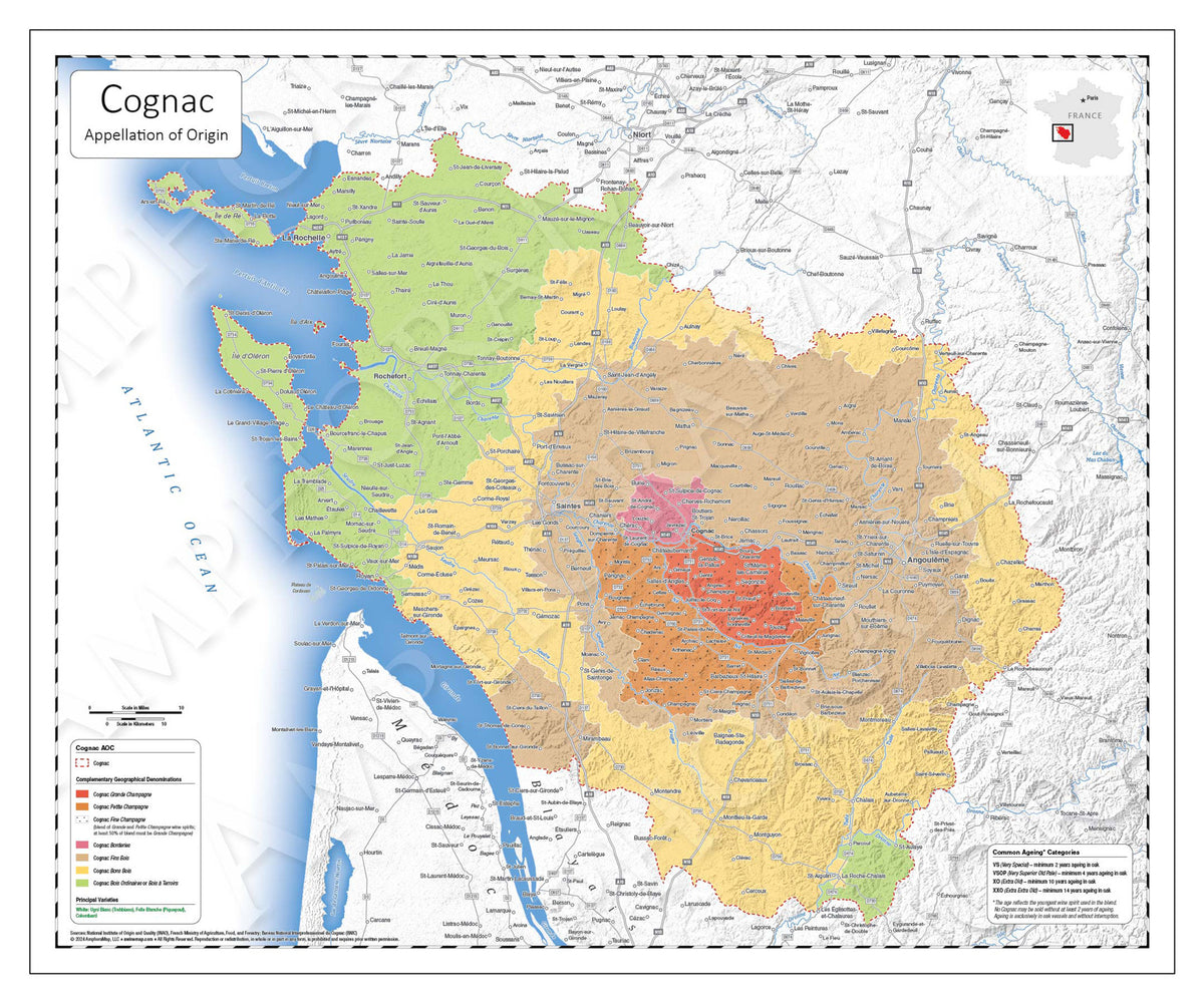 Cognac Wall Map