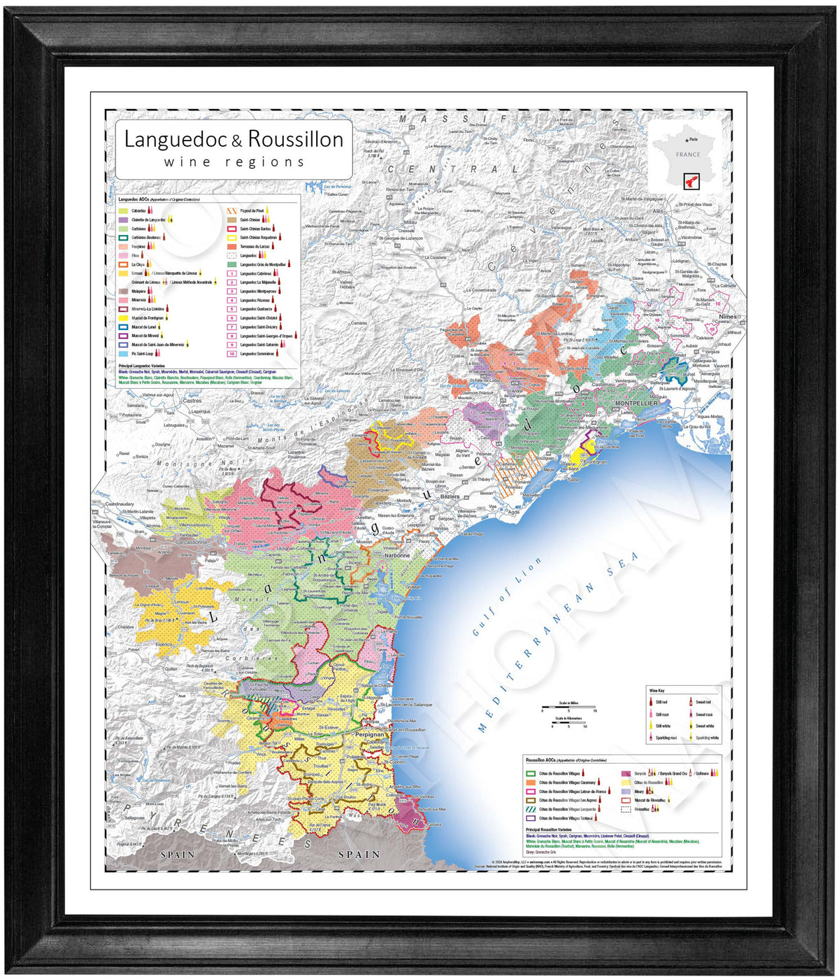 Languedoc and Roussillon Wine Map