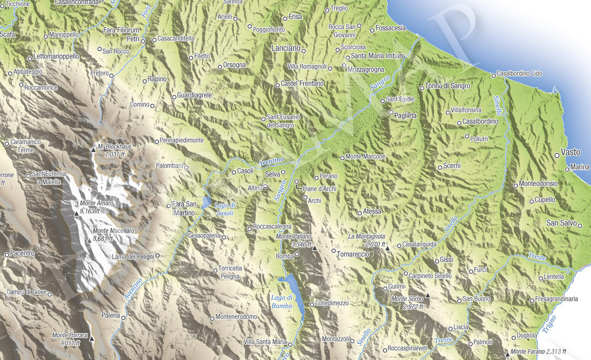 Abruzzo Topographic Relief Map