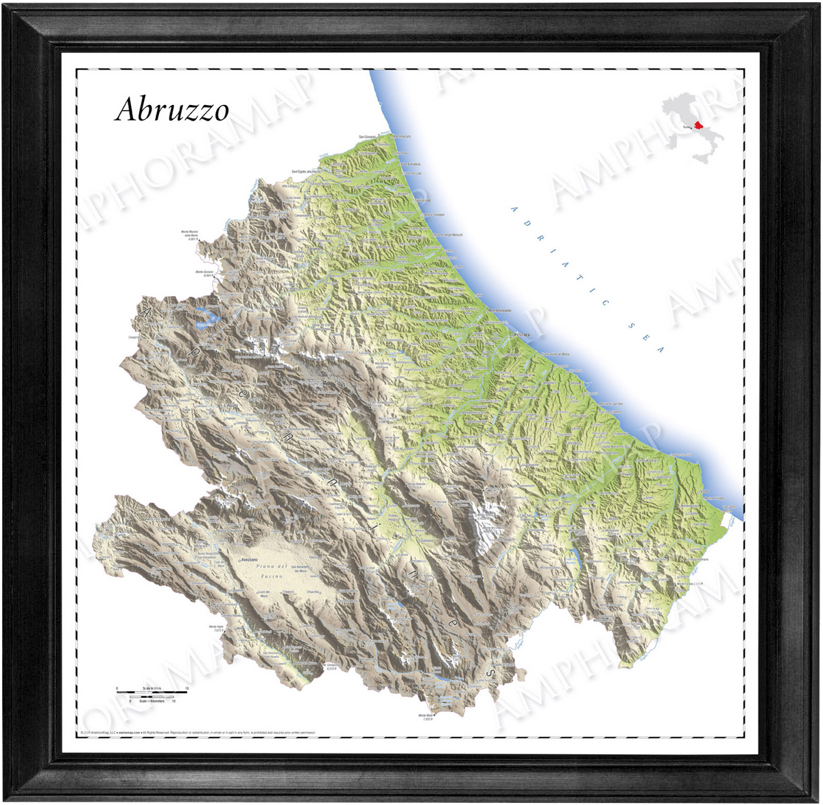 Abruzzo Topographic Relief Map