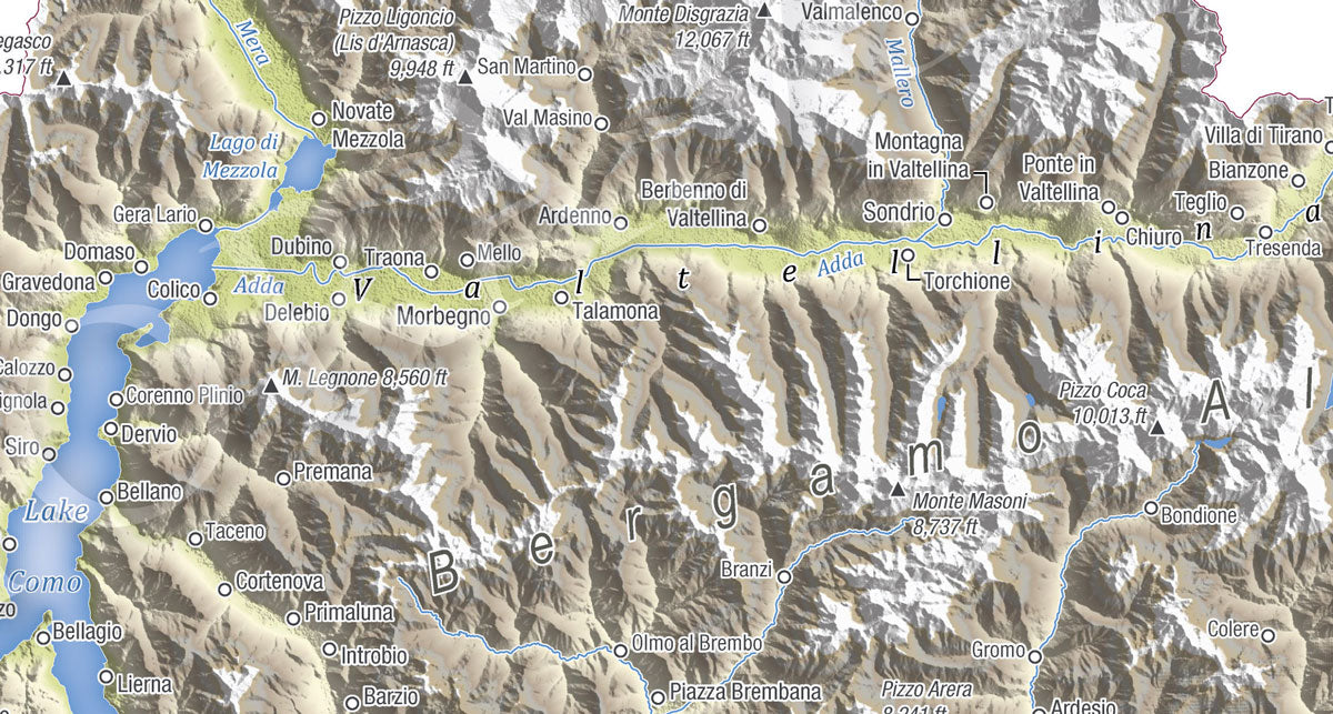 Lombardy Topographic Relief Map