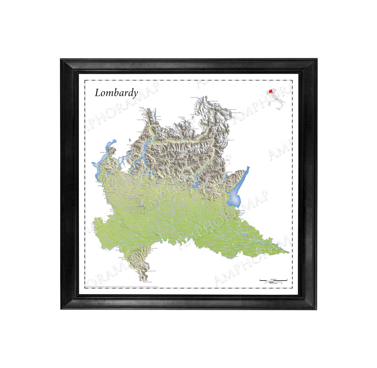 Lombardy Topographic Relief Map