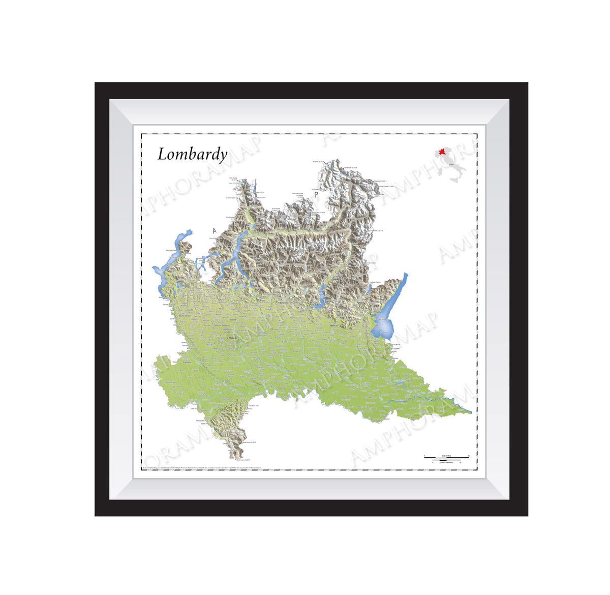 Lombardy Topographic Relief Map