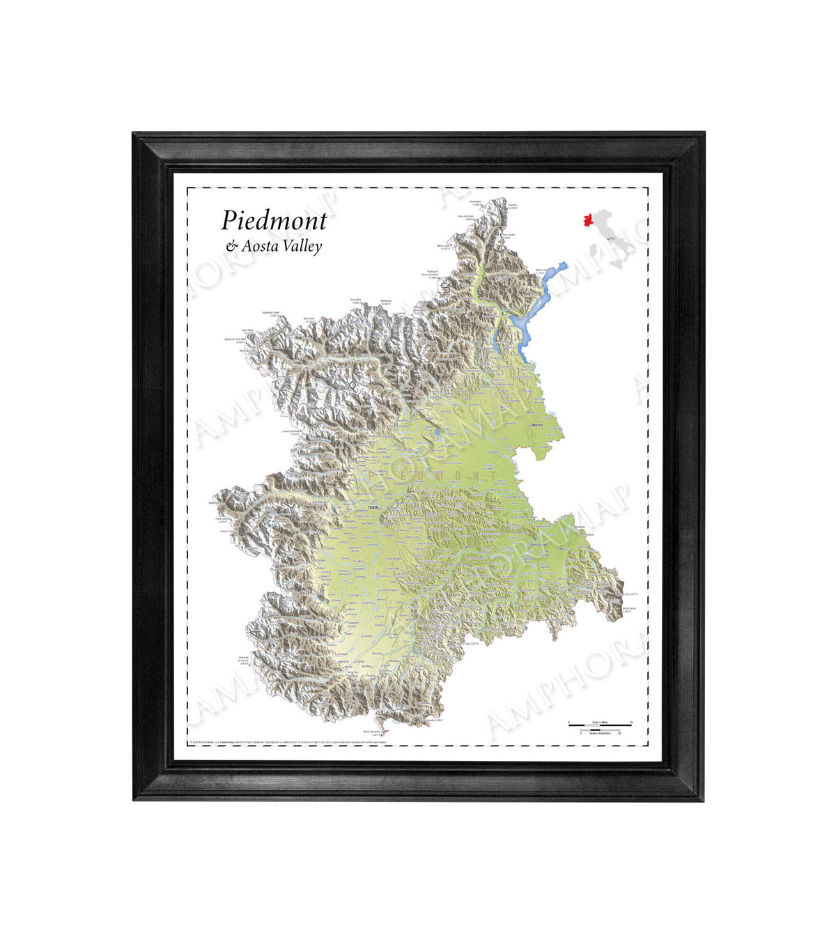 Piedmont Topographic Relief Map