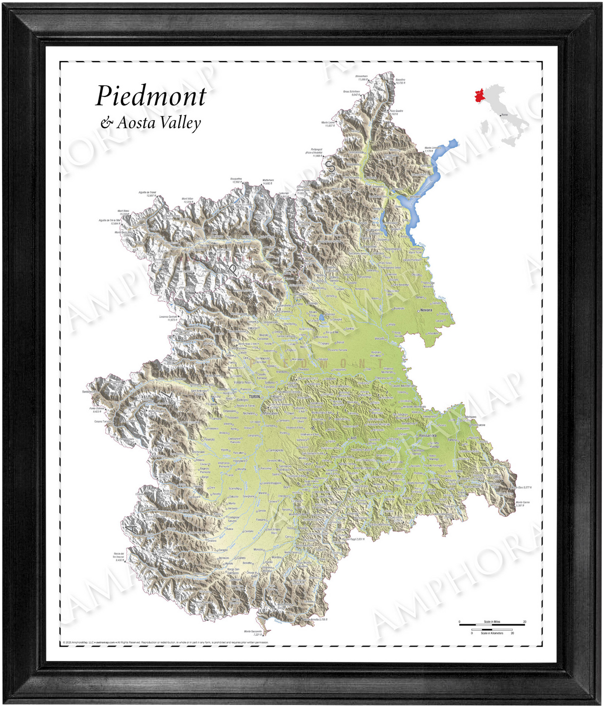 Piedmont Topographic Relief Map