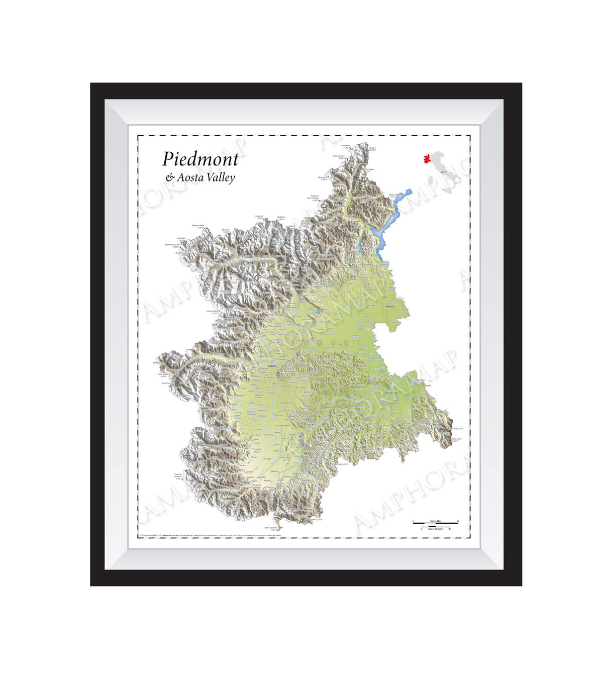 Piedmont Topographic Relief Map