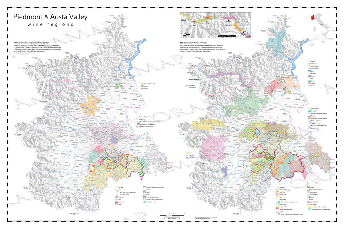 Piedmont & Aosta Valley Wine Map